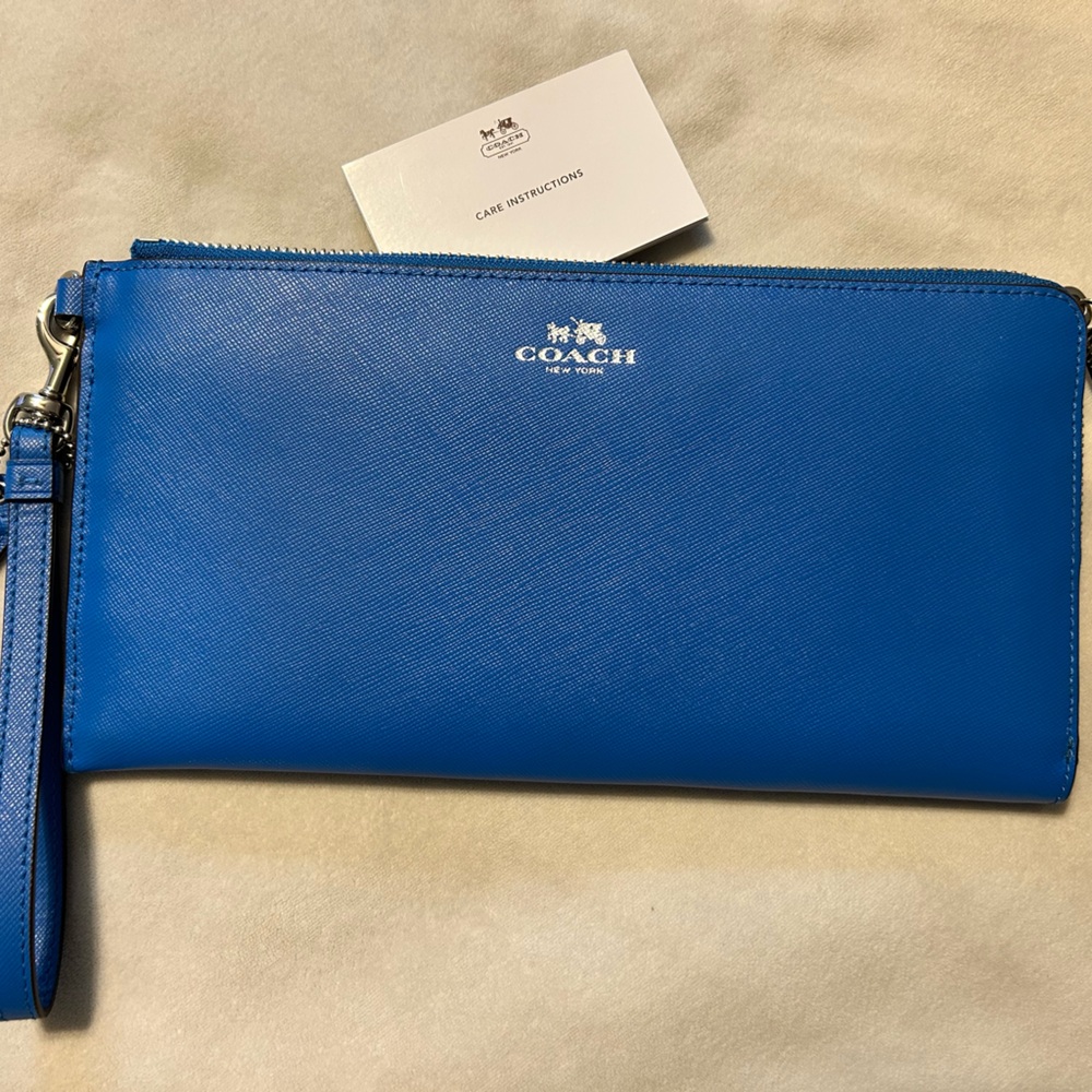 Coach Vibrant Blue Leather Wristlet